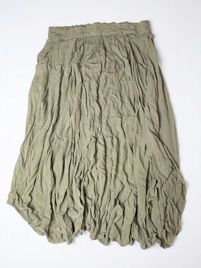 O'Neill Boho Crinkle Gauze Maxi Skirt Sage Green Size XL | Elastic Waist